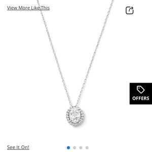 NWT Oval White Lab-Created Sapphire Frame Pendant in Sterling Silver